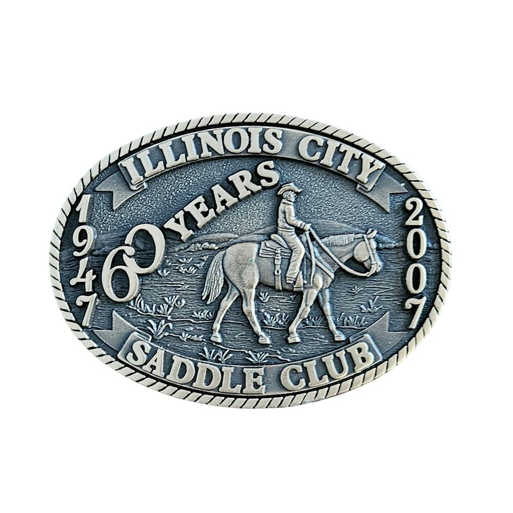 60 Year Commemorative Brass Buckle Illinois City Saddle Club, IL
